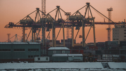 Obraz premium portal crane. Sea port in St. Petersburg