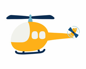 Yellow Helicopter. Cartoon style. Vector isolated