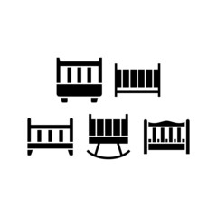 Baby Crib set icon isolated on white background