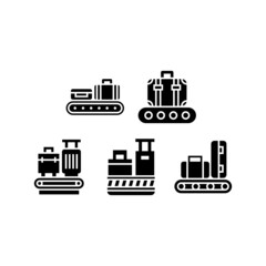 Luggage Conveyor set icon isolated on white background