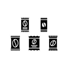 Coffee Sachet set icon isolated on white background