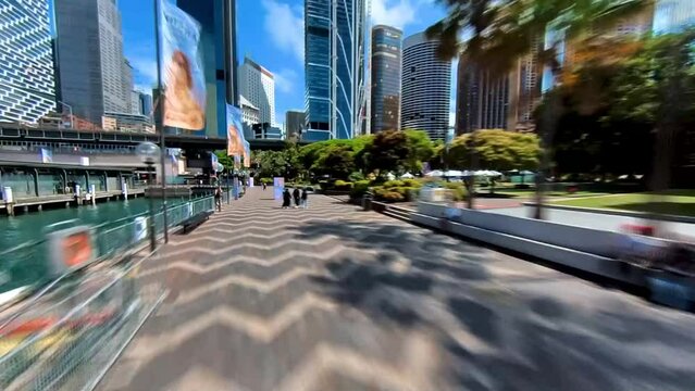 Hyperlapse of walking around Circular quay to Sydney Opera House, Sydney, Australia.