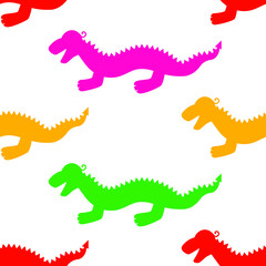 Colorful bright seamless background with dragons. Dragon Silhouette