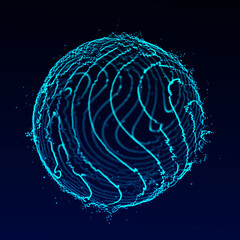 Sphere of particle. Global network connection. Futuristic technology style. 3D rendering.