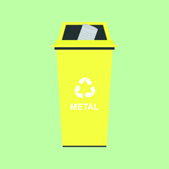 Metal Bin Cartoon Flat Vector Illustration