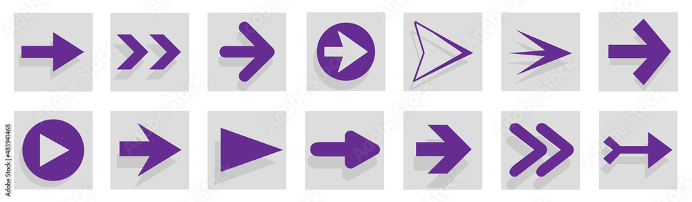 Poster arrow icon set isolated on background. arrows vector collection. different arrow icons in flat style