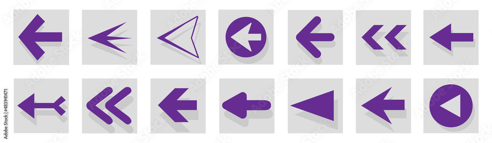 Poster arrow icon set isolated on background. arrows vector collection. different arrow icons in flat style