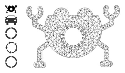 Vector virus nanobot mesh icon model. Abstract flat mesh virus nanobot, designed with polygonal grid.