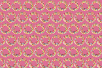 Abstract composition of natural dried flower wreaths