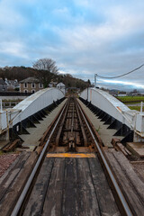 Rail swing bridge over the Caledonian Canal at Clachnaharry, Inverness