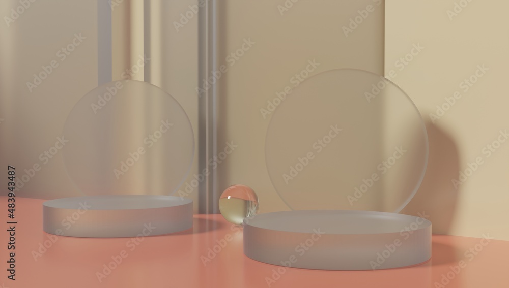 Poster conceptual abstract background with crystal podium for branding,identity and packing presentetation 