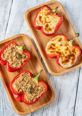 Quinoa and Cheese stuffed red bell peppers
