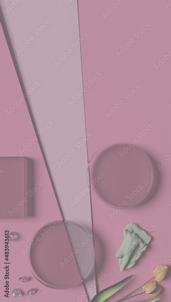 Poster conceptual abstract background with crystal podium for branding,identity and packing presentetation 
