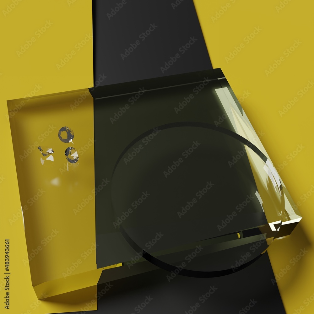 Poster conceptual abstract background with crystal podium for branding,identity and packing presentetation 