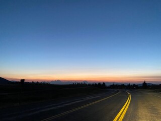 sunset over the road