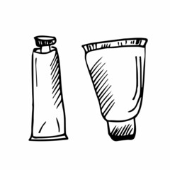 vector illustration of hand drawn bottles for cosmetics. EPS