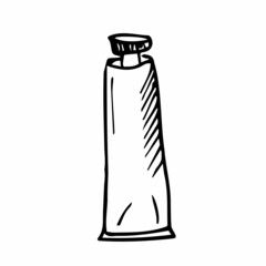 vector illustration of hand drawn bottles for cosmetics. EPS