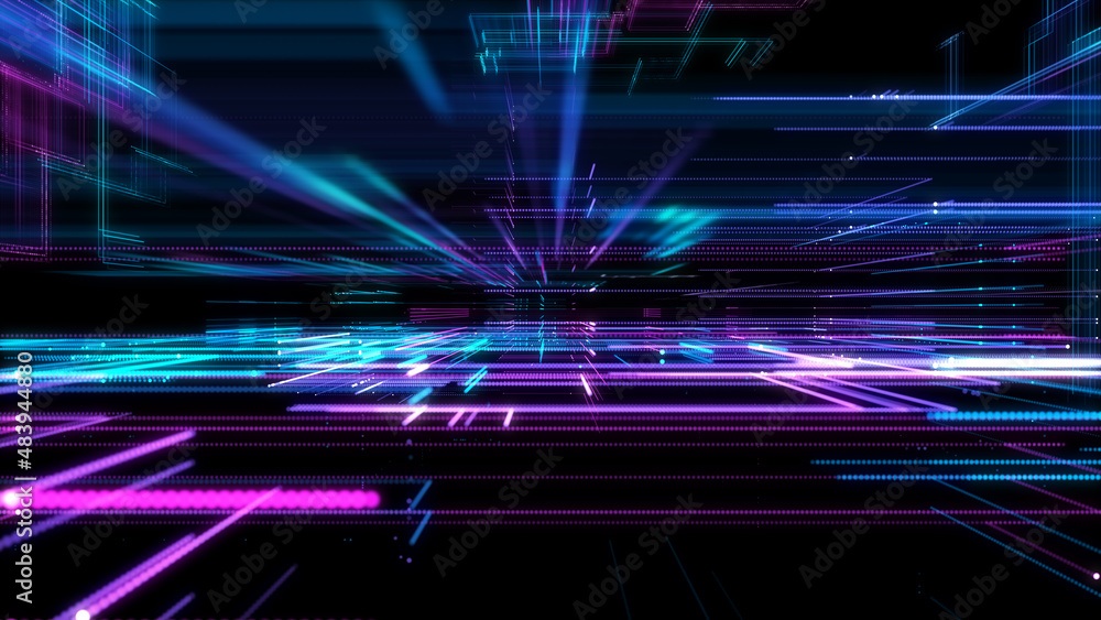 Poster digital cyberspace with particles. techology background