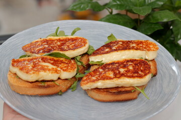 grilled cheese on toast with herbs