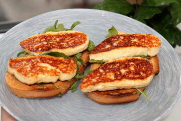 grilled cheese on toast with herbs