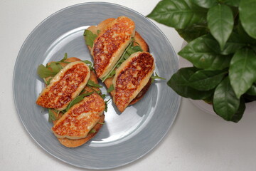 grilled cheese on toast with herbs