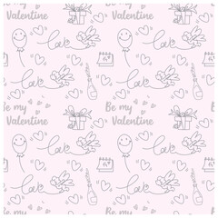 Seamless pattern for wrapping paper or fabric or use for a valentine's holiday theme background