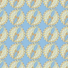 Seamless abstract floral pattern. Beige and blue vector background. Graphic modern pattern