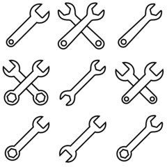 Wrench line icon, vector outline logo isolated on white background