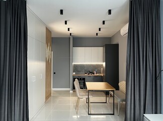 modern dining room with table