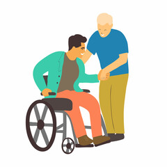 Fototapeta premium The best friends spend time together and laugh. The concept of inclusion and diversity in society. Vector illustration