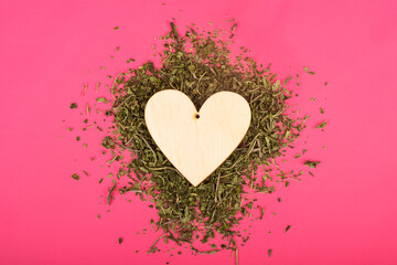 symbol of love from cannabis leaf, heart made of marijuanad valentine.