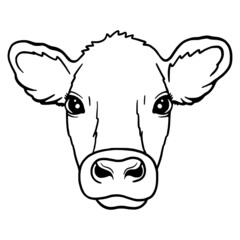 Cow head icon. Outline cow head vector. Cow Logo. Farm Animal. Vector illustration isolated on white background.