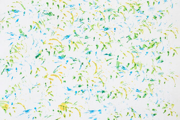 Abstract multicolored watercolor hand drawn pattern, delicate, colorful shades on white