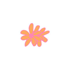 Hand drawn doodle floral element, colored abstract plant for decoration, isolated vector illustration