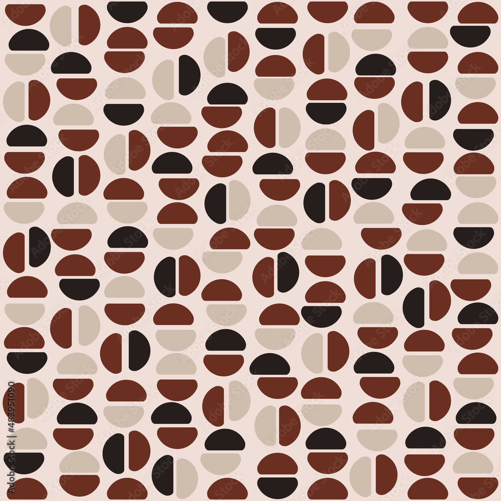 Poster Coffee beans vector pattern. Coffee half beans pattern. Vector.