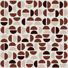 Coffee half beans pattern. Vector seamless brown coffee pattern shapes illustration.