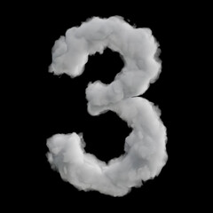 Cloudy Numbers Series High Quality Realistic Number 3 3d illustration