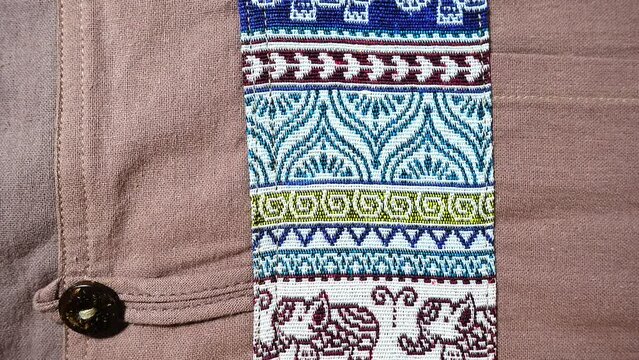 4K More than 60 years old colorful thai slik handcraft peruvian style rug surface old vintage torn conservation Made from natural materials Chemical free close up.