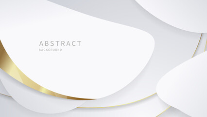 Modern luxury abstract background with golden line elements glowing pattern. Elegant curve geometric shapes on white background. Vector illustration for design
