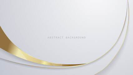 Modern luxury abstract background with golden line elements glowing pattern. Elegant curve geometric shapes on white background. Vector illustration for design © abcvector