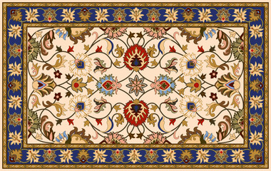 Persian carpet original design, tribal vector texture. Easy to edit and change a few colors by swatch window.