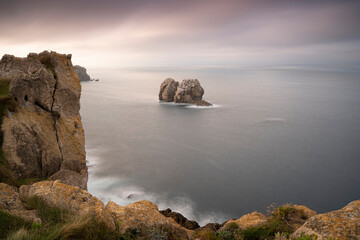amazing stone formations in the sea coast in Cantabria