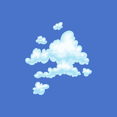 Rain cloud fluffy and puffy in childish style flat vector illustration isolated.