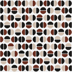Coffee pattern. Brown coffee beans canvas. Vector seamless rounded shapes.