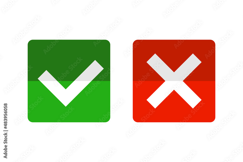 Poster check mark and cross mark icon set. vectors.