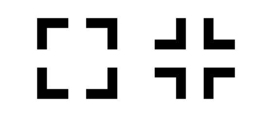 Zoom in and out. Full screen and un-full screen. Focus and frame vectors.