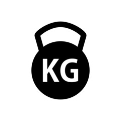 Vector icon of kg. Weights and muscle training.