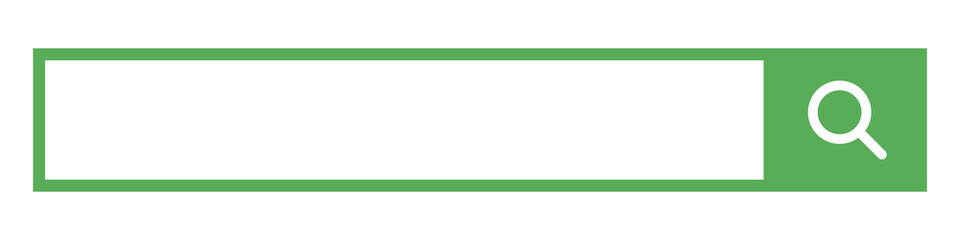 Green search bar and magnifying glass icon. Web search. Vector.
