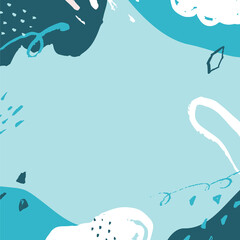 水色・青のミニマル・アブストラクト・手描きの背景デザイン	
