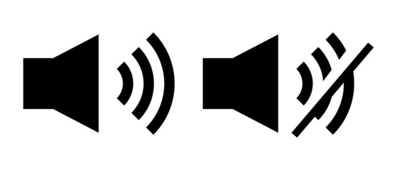 Volume on and off. Sound icon and mute icon set. Vector.